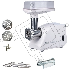 Мясорубка электрическая Аксион М14.04 белый, 600 Вт, 0.5 кг/мин, защита от перегрузки, насадки - 4