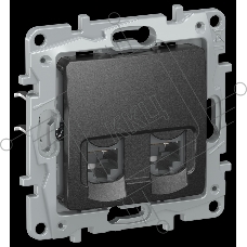 IEKETIKA Розетка компьютерная двойная RJ45 категория 5Е UTP 6726551 антрацит