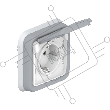Розетка 1-м СП Plexo с защ. крышкой с заземл. с супр. IP55 сер. Leg 069833