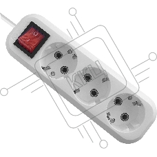 Удлинитель с заземлением Defender L330 16 А, 3 м, заземление, выключатель