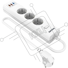 Сетевой фильтр Philips CHP4336WA/51, 2м, 3 розетки, белый