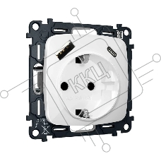 Комплект механизма электрической розетки OMEGA Белый глянец 2USB A+C 20W (быстрая зарядка) с/з QUANT (OP1100, VM160) MO110010
