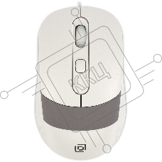 Мышь проводная Oklick 310M белый/серый, 2400 dpi, USB, кнопки - 4