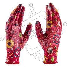 Перчатки садовые Palisad из полиэстера с нитрильным обливом, красные, S