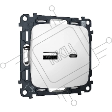 Комплект механизма розетки OMEGA Белый глянец 2USB A+C 20W (быстрая зарядка) QUANT (OP1110, VM177) MO111010