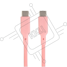 Кабель QUMO 32966 Type-C на Type-C, силиконовый, 1м, 3A, 60W, PD (розовый)