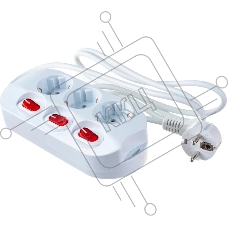 Удлинитель сетевой СТАРТ S 3x1-ZDIV --20, 3 розетки, до 16А, 1.5м, с заземлением, с кнопками включения, защитными шторками от детей, белый