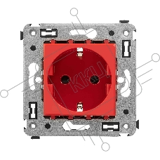 Розетка DKC Avanti 4401003 2P+E со шторками, красный квадрат