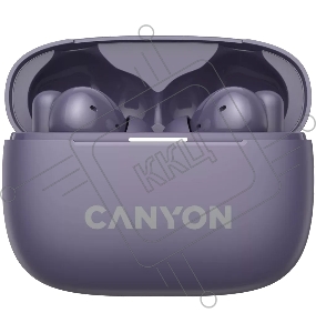 Гарнитура CANYON OnGo TWS-10 ANC+ENC, Bluetooth Headset, microphone, BT v5.3 BT8922F, Frequence Response:20Hz-20kHz, battery Earbud 40mAh*2+Charging case 500mAH, type-C cable length 24cm,size 63.97*47.47*26.5mm 42.5g, Purple