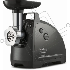 Мясорубка электрическая Moulinex ME682832 черный, 2000 Вт, 2.6 кг/мин, реверс, защита от перегрузки, насадки - 4