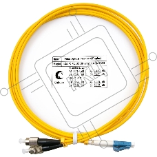 Патч-корд оптический Cabeus Tight Buffer, Duplex LC/FC, OS2 9/125, LSZH, 2м, Ø 3мм, черный хвостовик, желтый