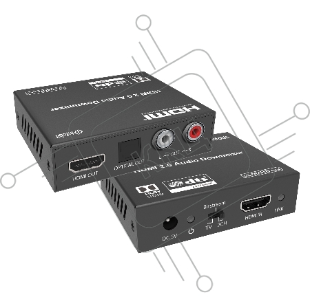 Деэмбеддер HDMI 4K60 Infobit [iTrans AD02] HDCP 2.2, RCA и оптический выход, понижающее микширование