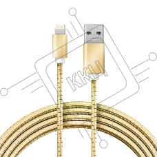 Кабель USB-A – Lightning для Apple, 2,4А, 1м, в золотой металлической оплетке Rexant
