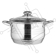 Кастрюля LARA LR02-583 SONATA 24x14,5 см, 6.5 л, нержавеющая сталь, индукция, с крышкой