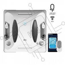 Робот-мойщик окон BQ WR400BC White. Мощность 90 Вт/Объем 2х25мл/Объем емкости для чистящего средства 100мл/Страховочый трос 5м/Параметры электропитания 100-240 В, 50-60 Гц/Дистанционное управление/Уьтразвуковое распыление воды/Сухая и влажная уборка/Для в