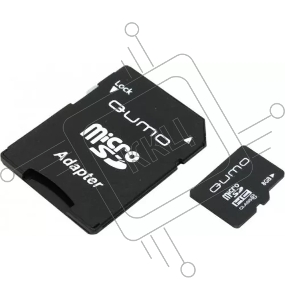 Флеш карта QUMO MicroSDHC 8GB Сlass 10 UHS-I,  3.0 с адаптером SD, черно-красная картонная упаковка