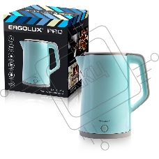 Чайник электрический ELX-KS12-C13 PRO нерж. сталь/пластик 1.8л 220-240В 2200Вт голуб. Ergolux 15330