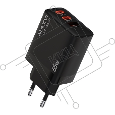 Сетевое зарядное устройство Maxvi SFC-365GN 2xType-C\USB 65W PD QC3.0 черный