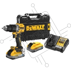 Дрель-шуруповерт DeWalt DCD805H2T, Аккумуляторная, 18В, 2 АКБ, Ударная, Кейс