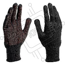 Перчатки трикотажные Сибртех, синтетическая нить, ПВХ-гель точка, черный, L, 13 класс