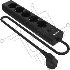 Сетевой фильтр Philips CHP2155BB/51, 3м, 5 розеток, черный