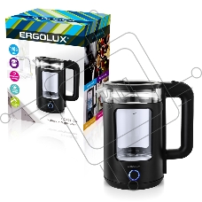 Чайник электрический ELX-KG08-C02 стекло/пластик 1.8л 220-240В 1800Вт черный Ergolux 15333