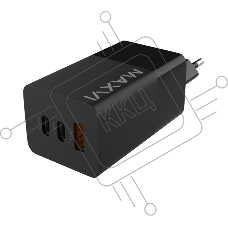 Сетевое зарядное устройство Maxvi A483GN 65W, 1xUSB-A, 2xUSB-C, черный