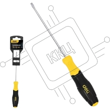 Отвертка шлицевая Deli DL6361251N 6х125мм сталь Cr-V, двухкомпонентная прорезиненная рукоять