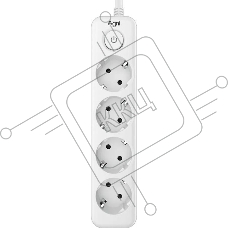 Сетевой фильтр AGNI TP-FD4E-5m-white 4 розетки, 16А, 4000Вт, 220-250В, 5 м, 3x1,5mm2, белый