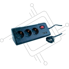 Удлинитель сетевой СТАРТ S 3x1 ZDV 2USB-- 12, 3 розетки, до 16А, 2xUSB, 1.5м, с заземлением, кнопка включения, функцией ночника, защитными шторками от детей, белый