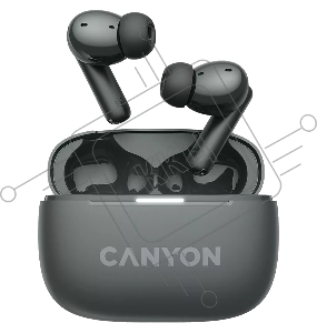 Гарнитура CANYON OnGo TWS-10 ANC+ENC, Bluetooth Headset, microphone, BT v5.3 BT8922F, Frequence Response:20Hz-20kHz, battery Earbud 40mAh*2+Charging case 500mAH, type-C cable length 24cm,size 63.97*47.47*26.5mm 42.5g, Black