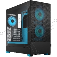 Компьютерный корпус без блока питания Fractal Design Pop Air RGb Cyan Core TG Clear Tint, Midi-Tower, 3x120мм RGb, 2xUSB-A 3.2 ATX, mATX, mITX черный/циан
