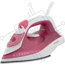 Утюг Scarlett SC-SI30K56 розовый, 2400; Световой индикатор работы: Да; Регулируемый пар до г/мин: 35; Паровой удар до г/мин: 140; Резервуар для воды, мл: 280; Функция разбрызгивания воды: Да; Терморегулятор: Да; Вертикальное отпаривание: Да; Регулировка с