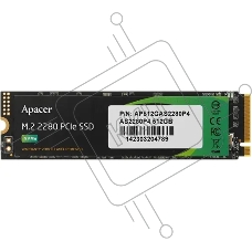 Накопитель SSD Apacer AS2280P4, 512Gb, M.2 2280, PCIe 3.0 x4, NVMe, R/W 2100/1500