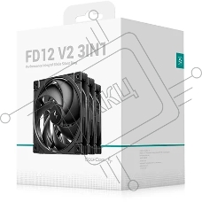 Вентилятор корпусной DeepCool FD12 V2 (3 шт.), 120 мм, 500-2500 об/мин, 32.32-35.66 дБ, 4 pin PWM, без подсветки