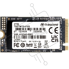 Твердотельный накопитель Transcend SSD MTE410S, 2000GB, M.2(22x42мм), NVMe, PCIe 4x4, 3D TLC, R/W 5000/4300MB/s, IOPs 570 000/700 000, TBW 1200, DWPD 0.33, DRAM-less (5 лет)