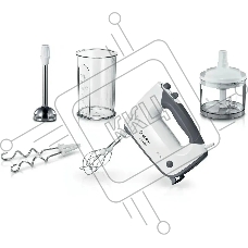 Миксер Bosch MFQ37480 белый/серый, ручной, 750 Вт, 5 скоростей