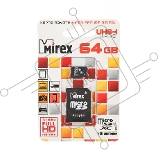 Флэш карта MicroSDHC 64GB MirexUltra Android 48Mb/s (UHS-I, class 10)+adapter