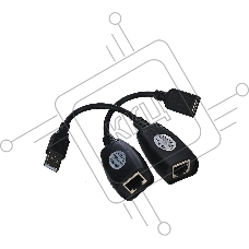 Кабель AM/AF удлинитель USB по витой паре(AM/RJ45-RJ45/AF) до 45m VCOM CU824