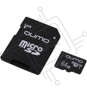Флеш карта QUMO MicroSDXC 64GB 90/45 МБ/с UHS-I U3, Pro seria 3.0 с адаптером SD, красная картонная упаковка