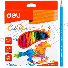 Карандаши цветные Deli ColoRun EC00120 трехгранные пластик 24цв. коробка/европод.