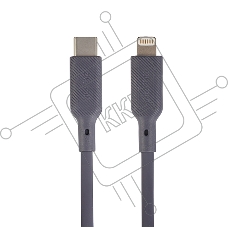 Кабель QUMO, MFI С94, Type-C на MFI Apple 8 pin, силиконовый, 1м, 2,22A, 9V, 20W, PD (серый)
