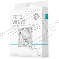 Вентилятор корпусной DeepCool FD12 WH V2 белый, 120 мм, 500-2500 об/мин, 32.32-35.66 дБ, 4 pin PWM, без подсветки