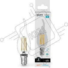 Лампа филам. Gauss Filament 12Вт цок.:E14 свеча св.свеч.бел.нейт. (упак.:10шт) (42122)