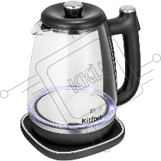 Чайник электрический Kitfort КТ-6728 1.8л. 1650Вт черный/нержавеющая сталь корпус: пластик/стекло