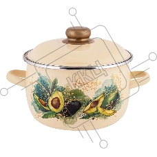 Кастрюля Appetite 1MC161P Avocado с крышкой, сферическая эмалированная 2 л
