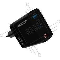 Сетевое зарядное устройство Maxvi A583GN Type-C 65W + Type-C 40W + USB 22W, GAN, PD, QC, LED  дисплей, черный