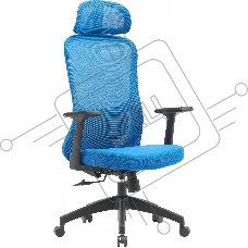 Кресло компьютерное Cactus CS-MC515-BL темно-синий, сиденье темно-синий, сетка/ткань, с подголов. крестов. пластик, пластик черный