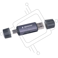 Кард-ридер Gembird FD2-MSD-6/серый/TF/Micro-SD/Micro-SDHC/Micro-SDXC/SD/USB Type-C/USB (OTG)/алюминий