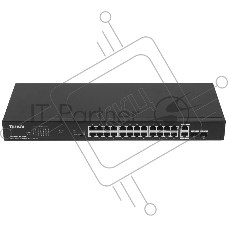 Коммутатор Tenda TEG1128P-24-250W, 24×1 Гбит/с PoE + 2×1 Гбит/с Uplink + 2×1 Гбит/с SFP, неуправляемый